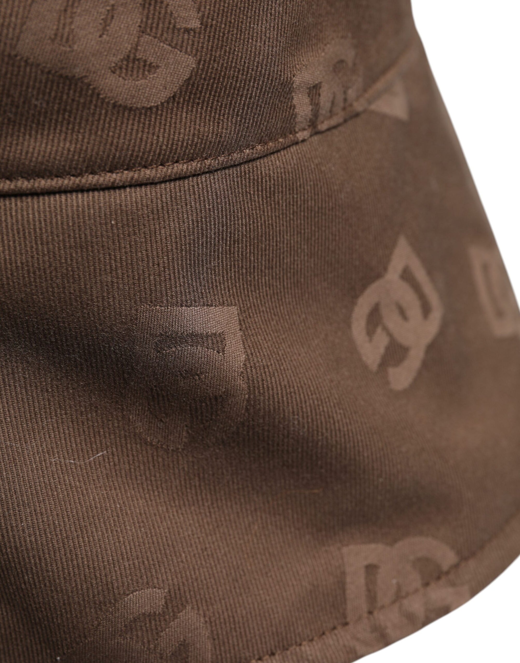 Dolce &amp; Gabbana Brown Logo Monogram Cotton Bucket Cap