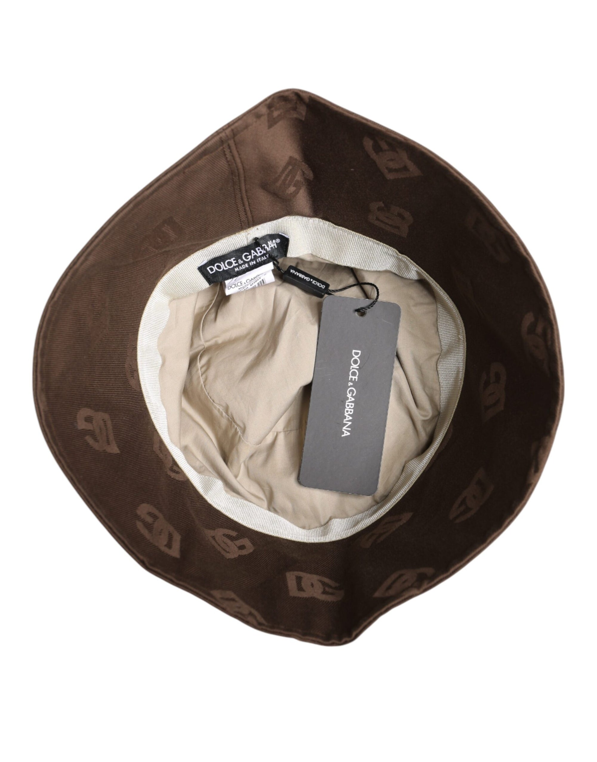 Dolce &amp; Gabbana Brown Logo Monogram Cotton Bucket Cap