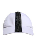 Dolce &amp; Gabbana White Black Cotton Zip Baseball Cap