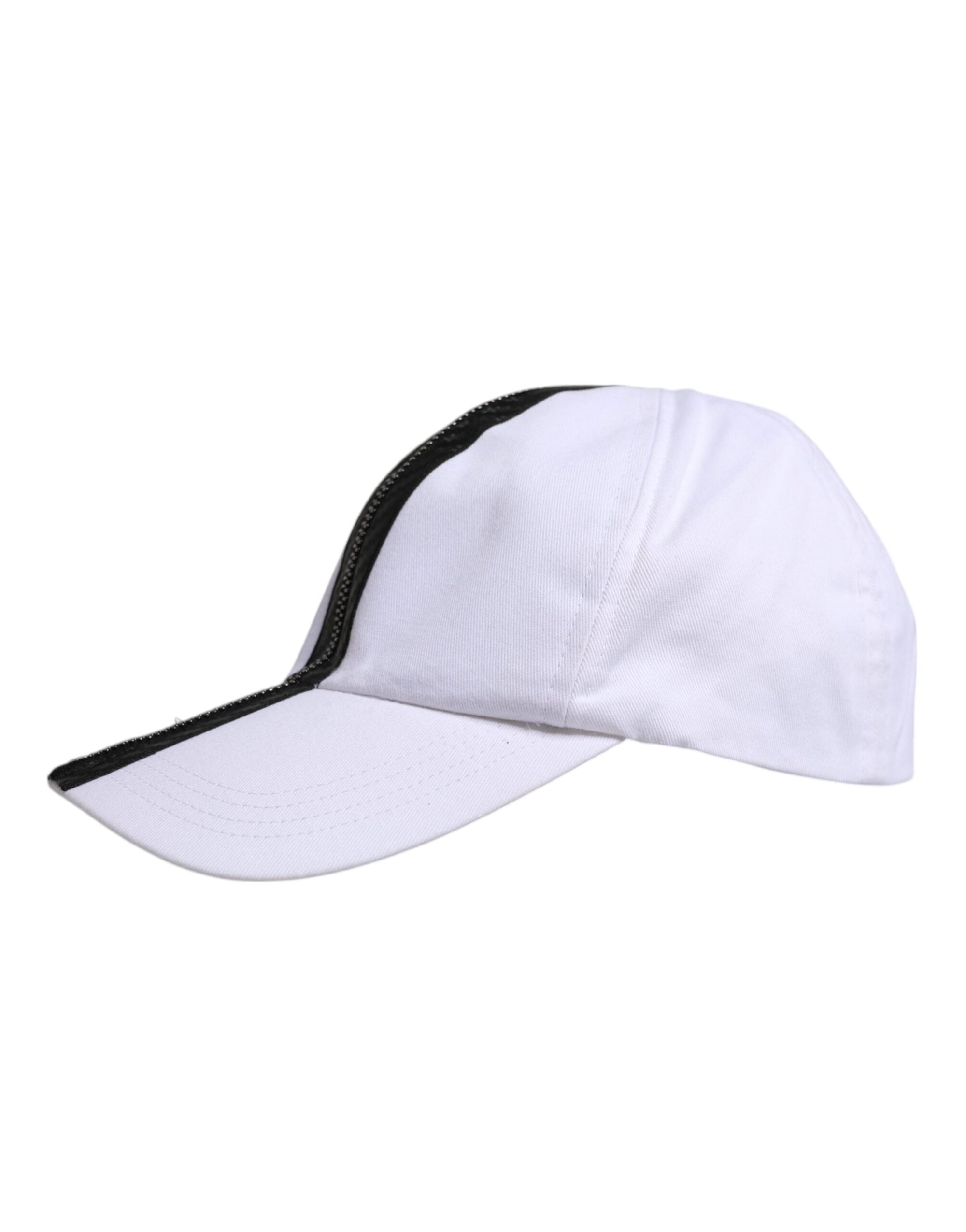 Dolce &amp; Gabbana White Black Cotton Zip Baseball Cap