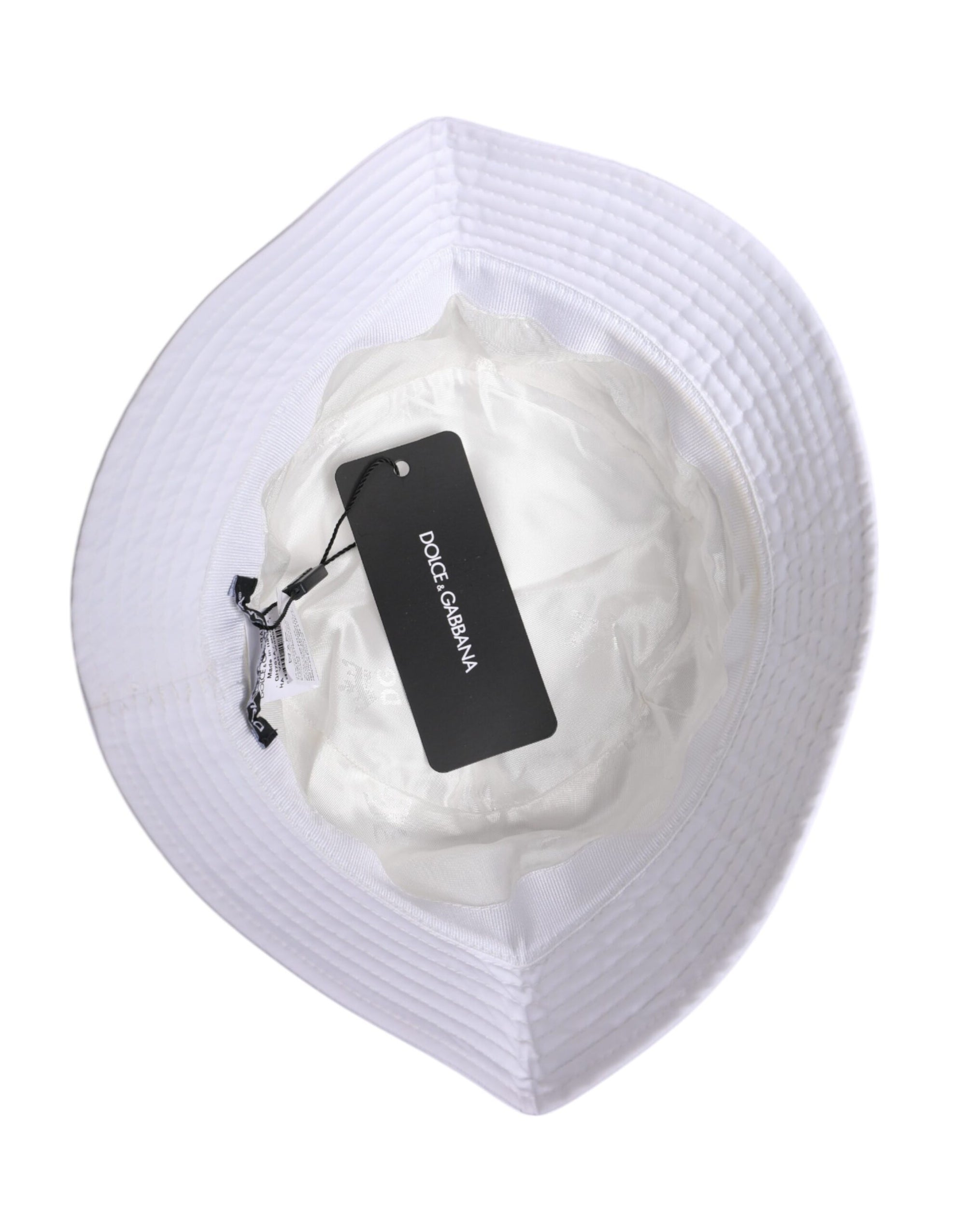 Dolce &amp; Gabbana White Cotton Wide Brim Bucket Hat