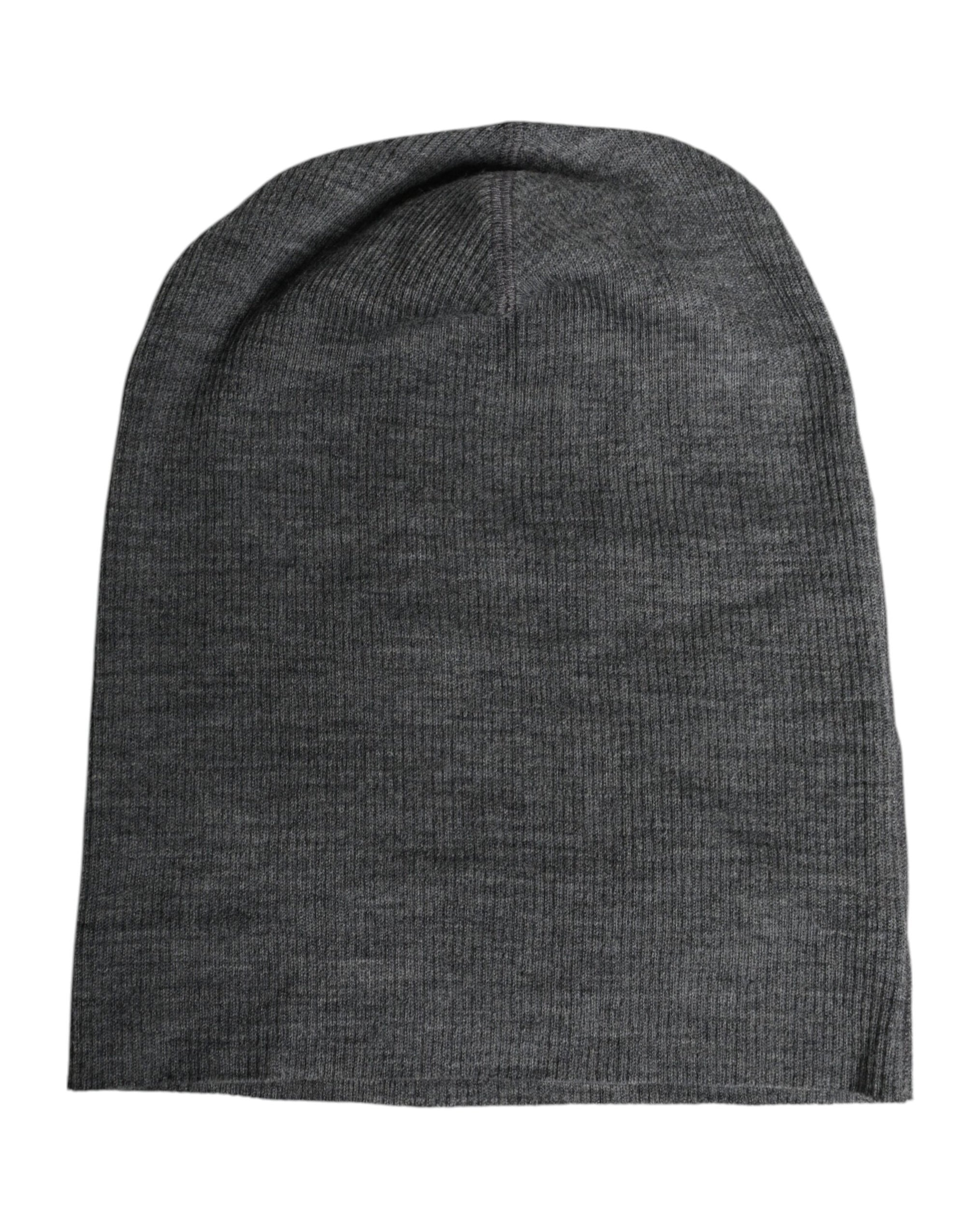 Dolce &amp; Gabbana Gray Wool Blend Knitted Beanie Cap