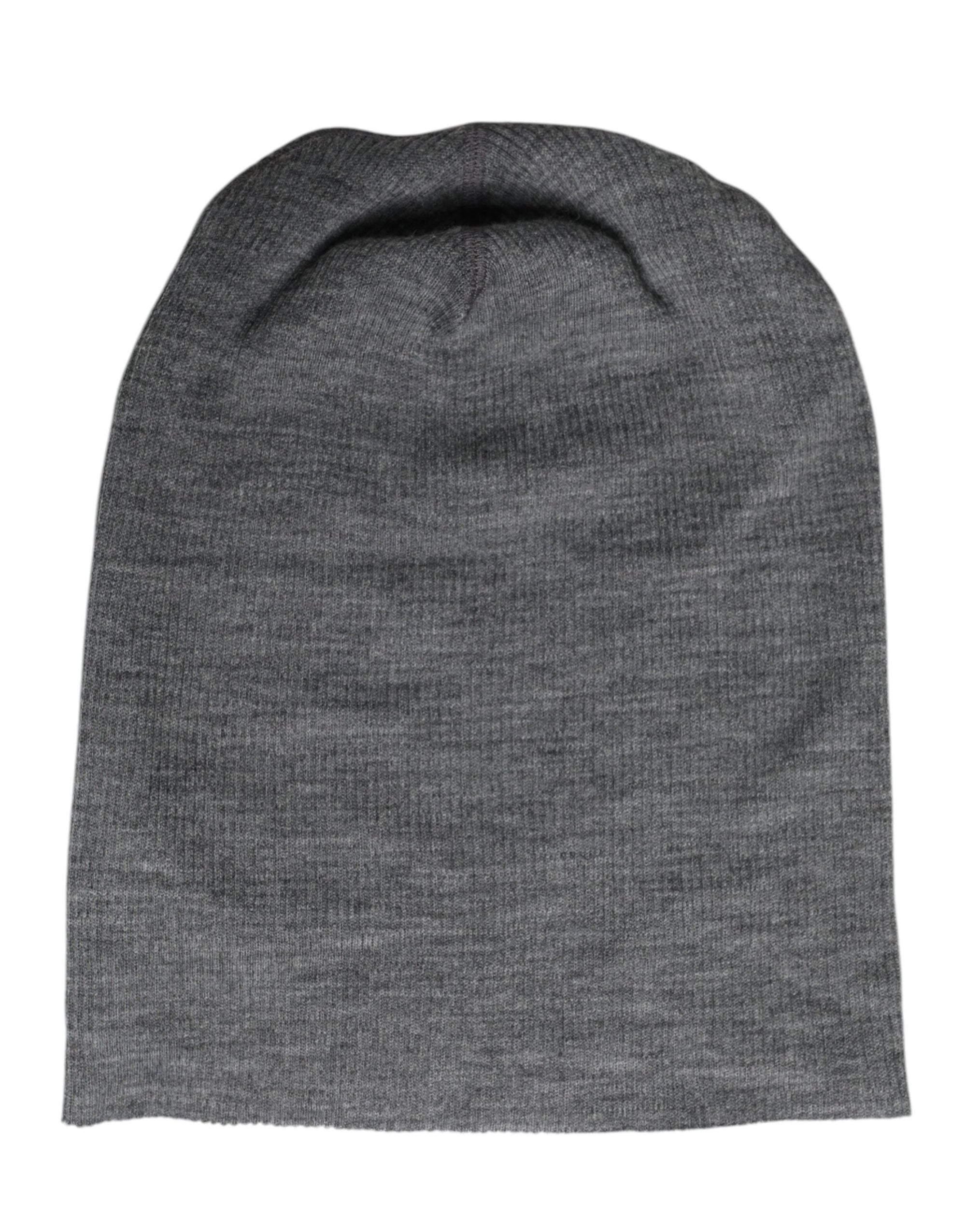 Dolce &amp; Gabbana Gray Wool Blend Knitted Beanie Cap