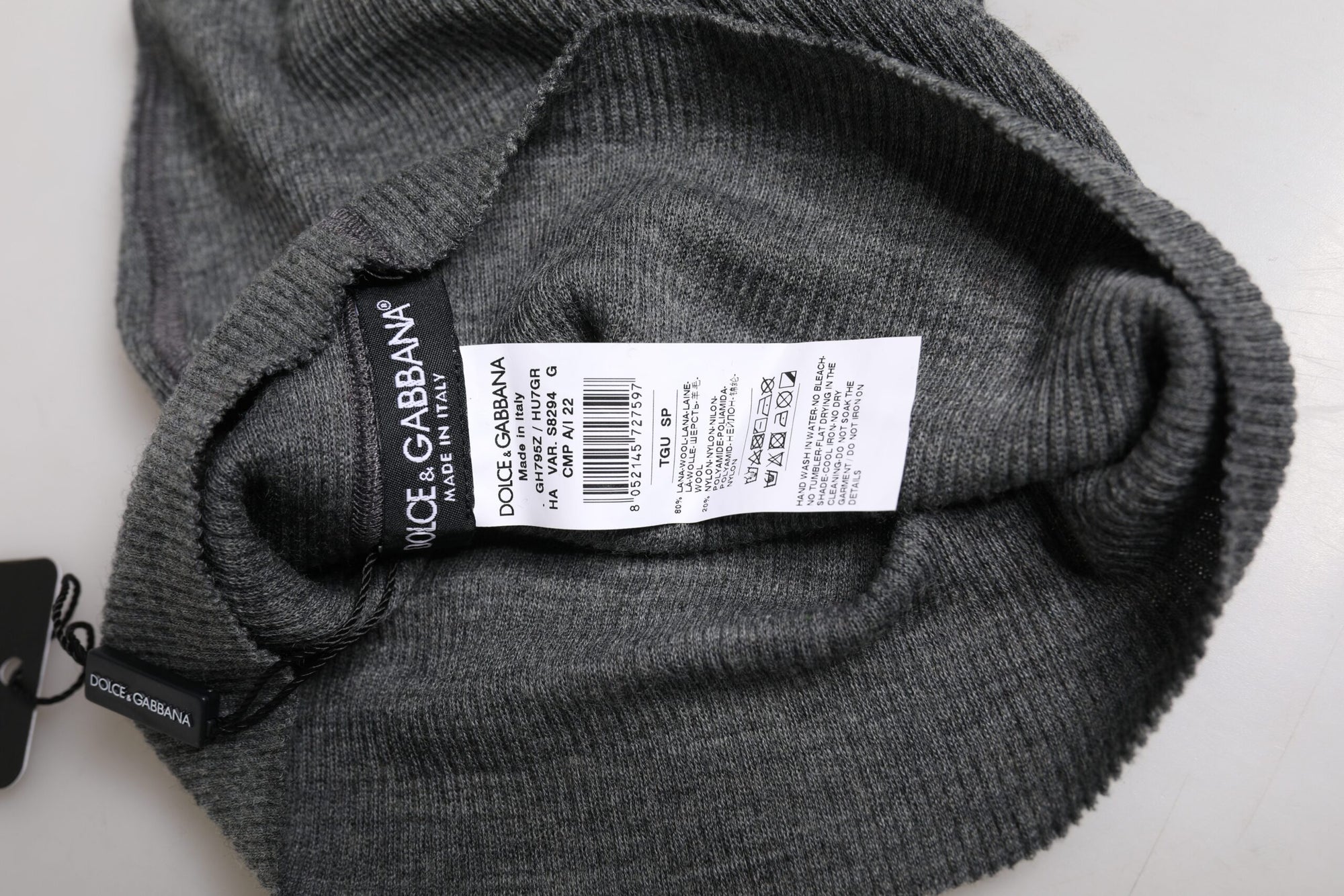 Dolce &amp; Gabbana Gray Wool Blend Knitted Beanie Cap