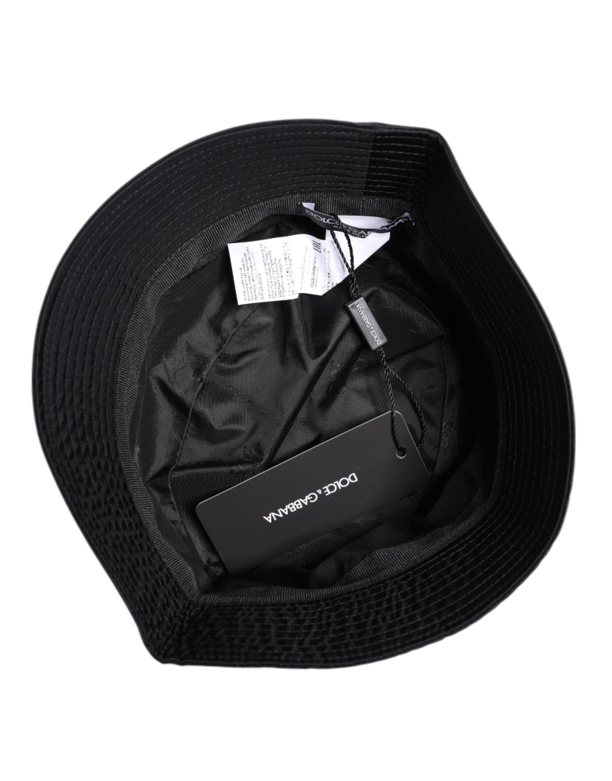 Dolce &amp; Gabbana Black Cotton Wide Brim Bucket Hat