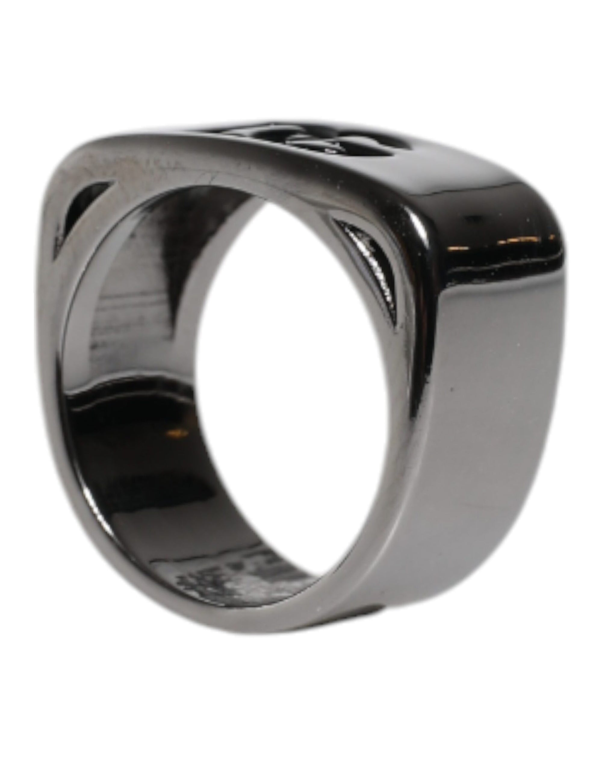 Dolce &amp; Gabbana Bague en laiton argenté avec logo Anello DG