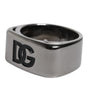 Dolce &amp; Gabbana Bague en laiton argenté avec logo Anello DG