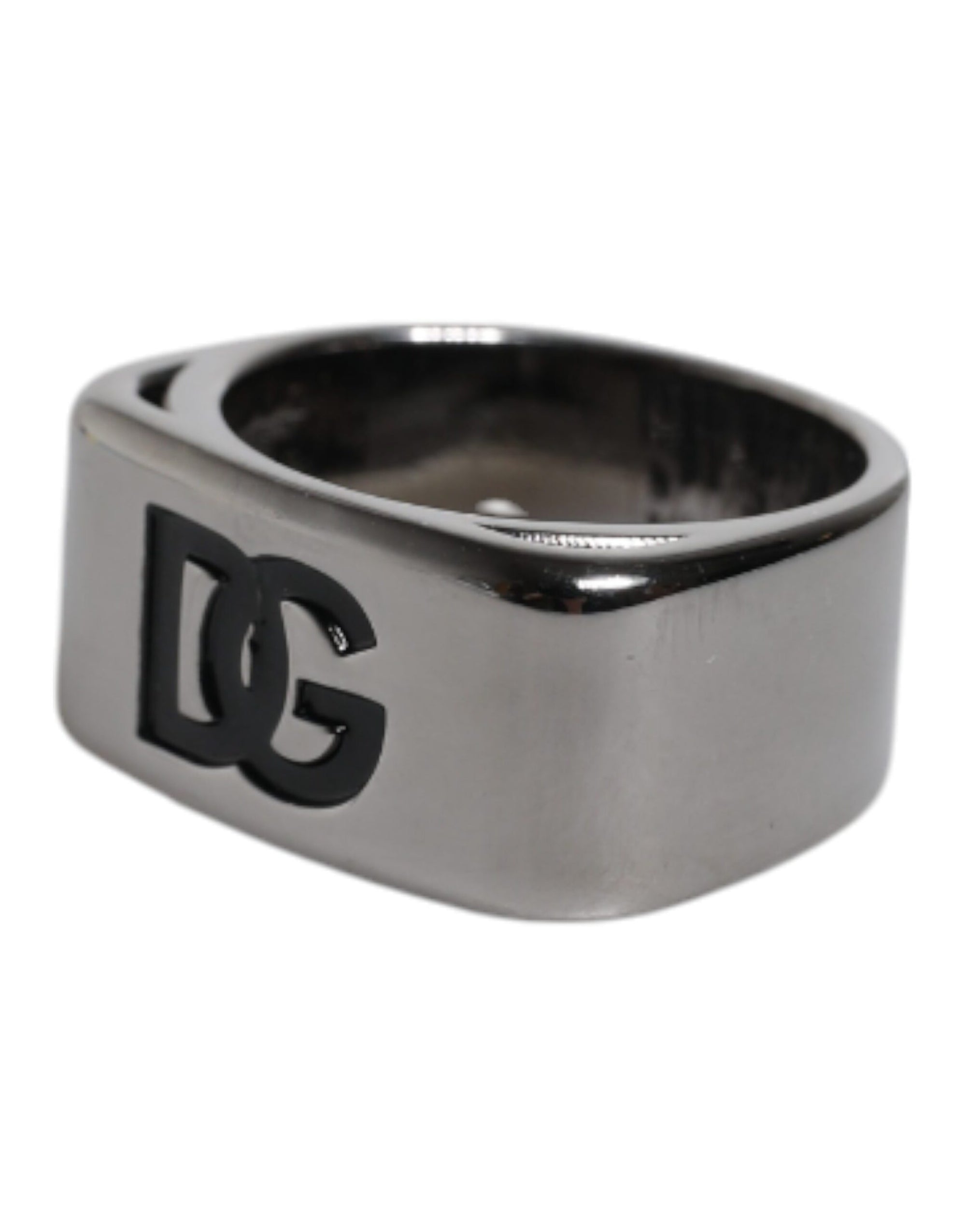 Dolce &amp; Gabbana Bague en laiton argenté avec logo Anello DG