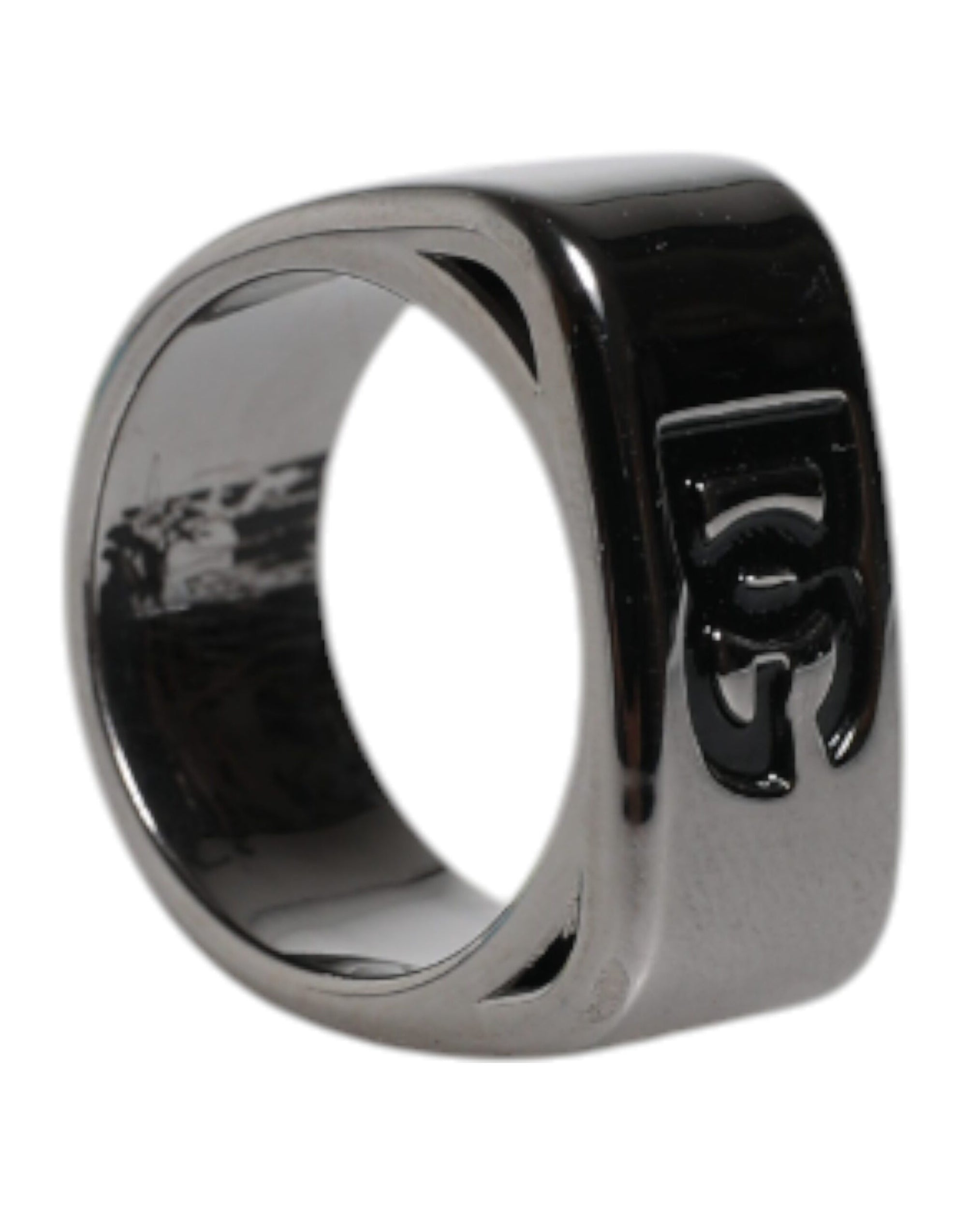Dolce &amp; Gabbana Bague en laiton argenté avec logo Anello DG