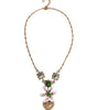 Dolce & Gabbana Gold Brass Lily Crystal Sacred Heart Pendant Necklace