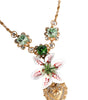 Dolce & Gabbana Gold Brass Lily Crystal Sacred Heart Pendant Necklace
