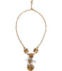 Dolce & Gabbana Gold Brass Lily Crystal Sacred Heart Pendant Necklace