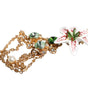 Dolce & Gabbana Gold Brass Lily Crystal Sacred Heart Pendant Necklace