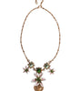 Dolce & Gabbana Gold Brass Lily Crystal Sacred Heart Pendant Necklace