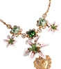 Dolce & Gabbana Gold Brass Lily Crystal Sacred Heart Pendant Necklace