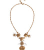 Dolce & Gabbana Gold Brass Lily Crystal Sacred Heart Pendant Necklace