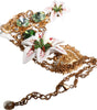 Dolce & Gabbana Gold Brass Lily Crystal Sacred Heart Pendant Necklace
