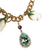 Dolce & Gabbana Gold Brass Short Chain Flower Crystal Pendant Necklace