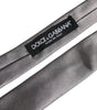Dolce & Gabbana Metallic Silver Silk Adjustable Necktie Tie