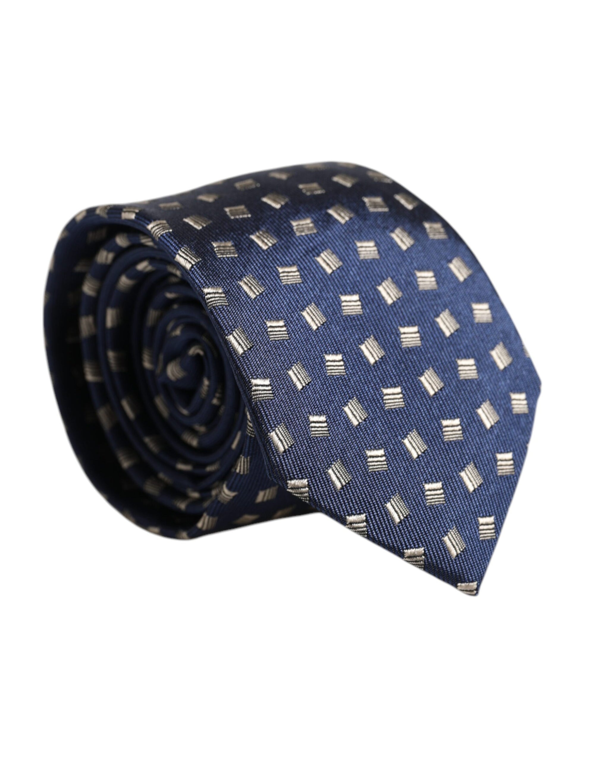 Dolce &amp; Gabbana Blue Patterned Silk Adjustable Necktie Tie