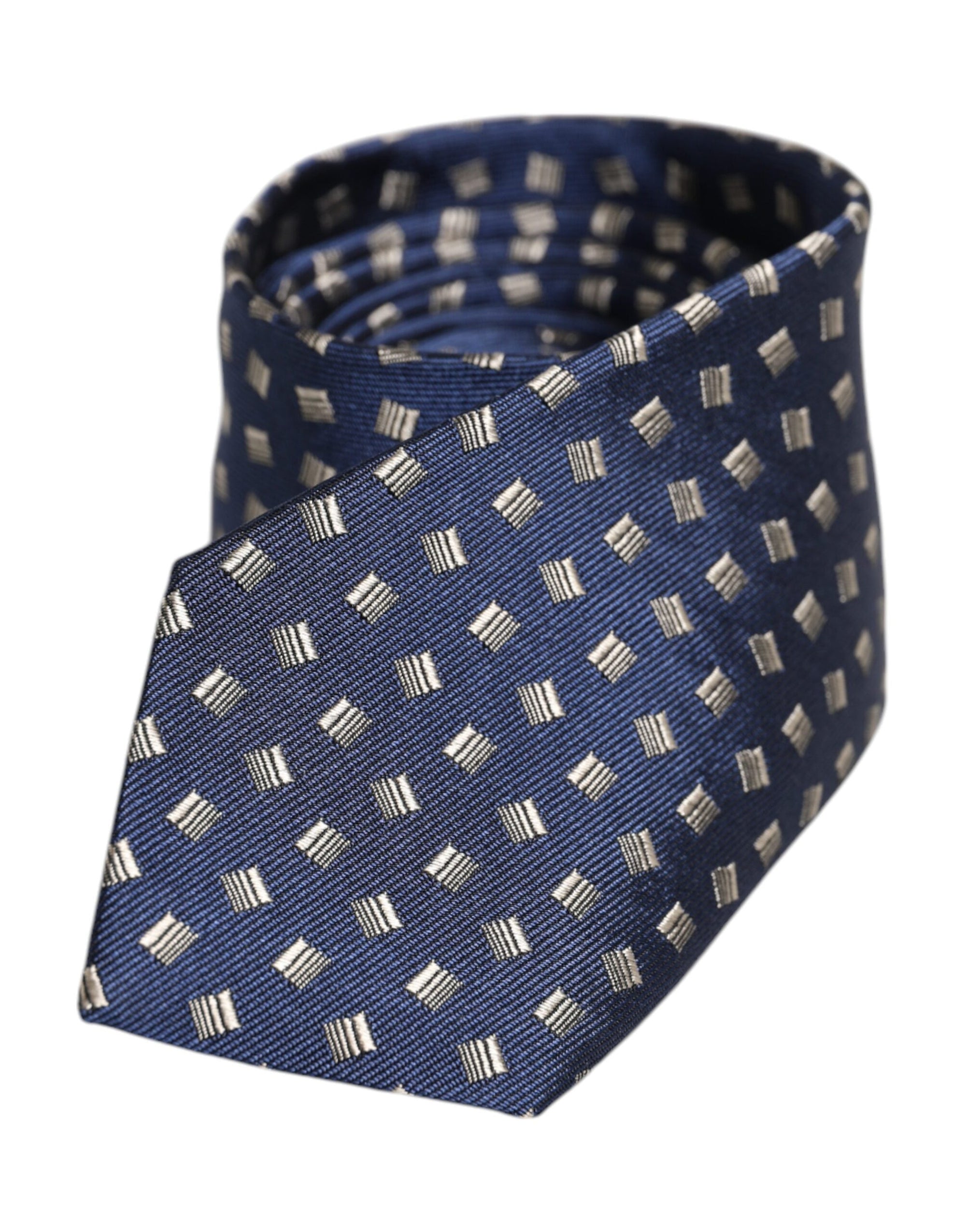 Dolce &amp; Gabbana Blue Patterned Silk Adjustable Necktie Tie