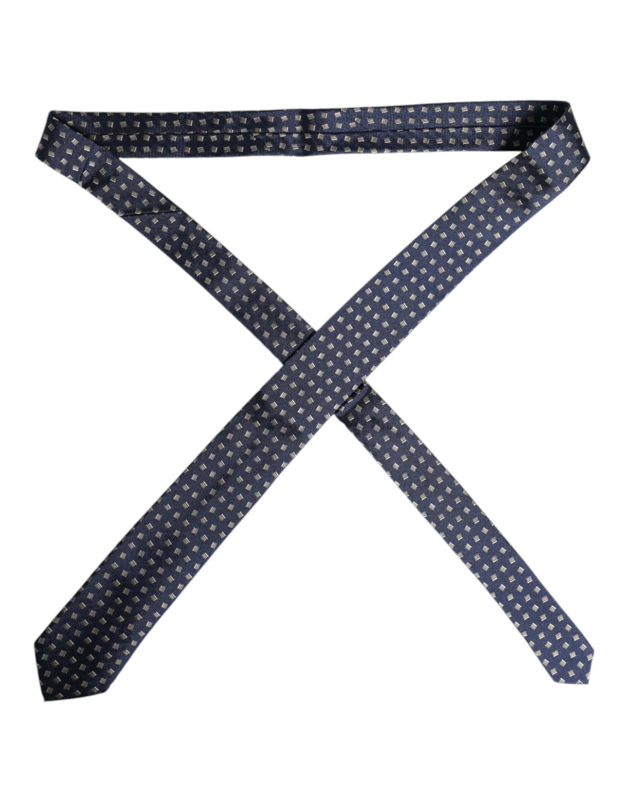 Dolce &amp; Gabbana Blue Patterned Silk Adjustable Necktie Tie