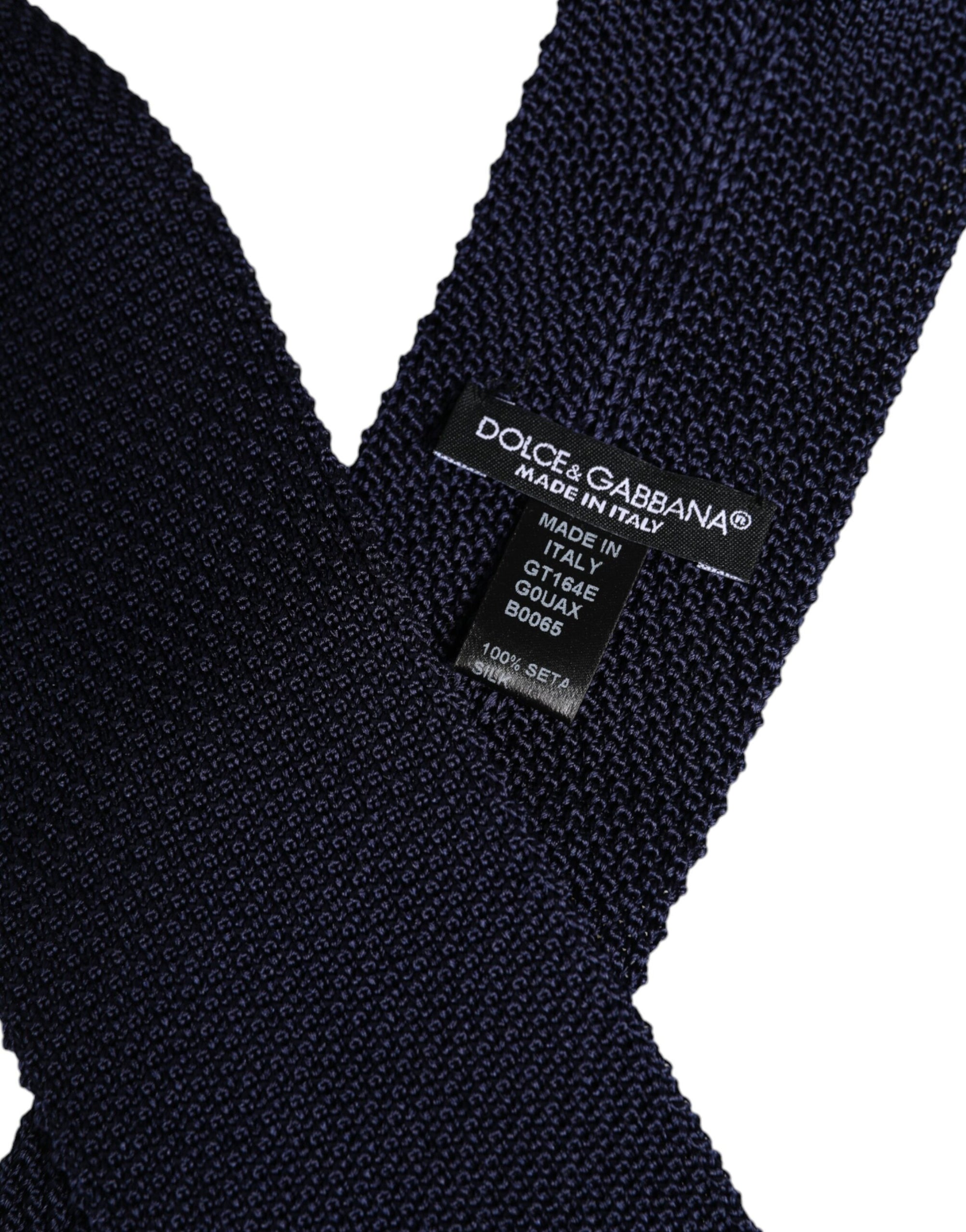Dolce &amp; Gabbana Dark Blue Silk Adjustable Necktie Tie