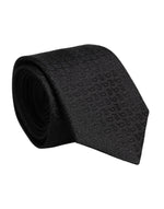 Dolce &amp; Gabbana Black Patterned Silk Adjustable Necktie Tie