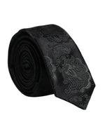 Dolce &amp; Gabbana Dark Green Floral Silk Adjustable Necktie Tie