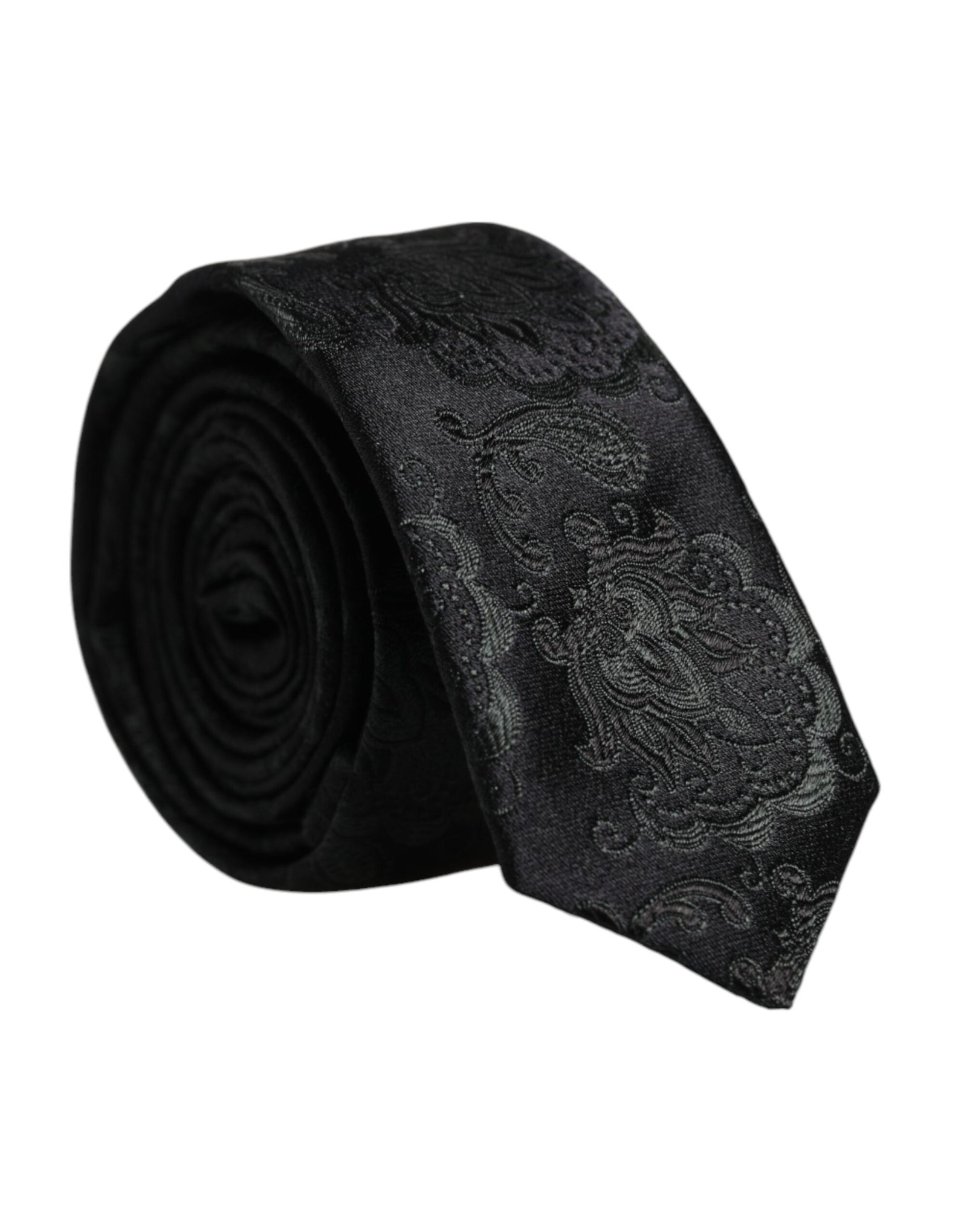 Dolce &amp; Gabbana Dark Green Floral Silk Adjustable Necktie Tie