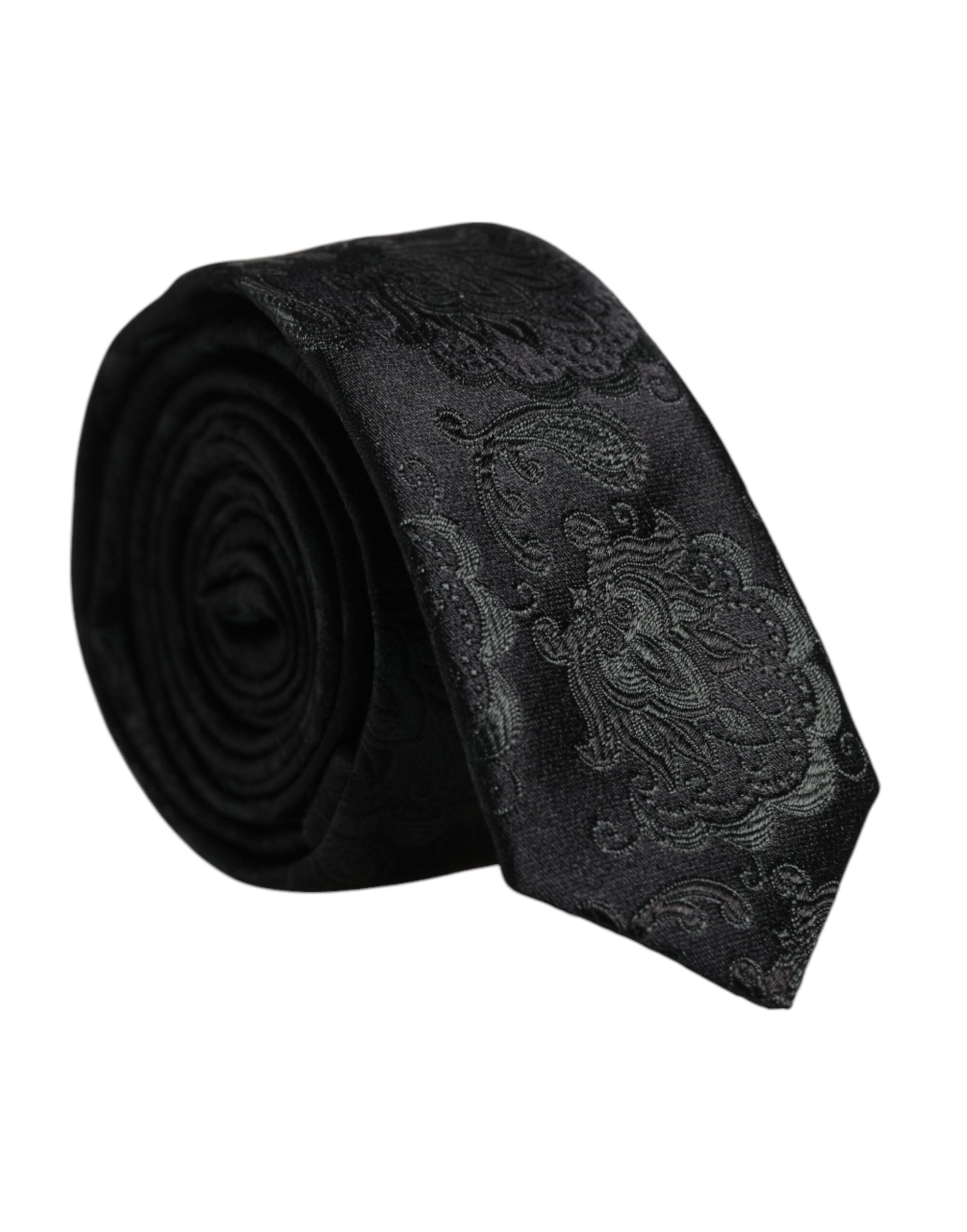 Dolce &amp; Gabbana Dark Green Floral Silk Adjustable Necktie Tie