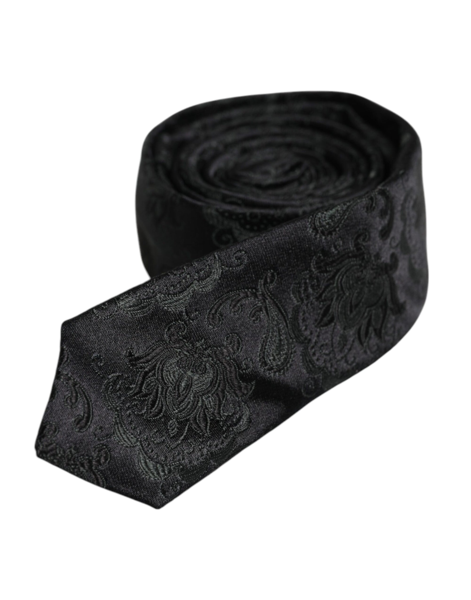 Dolce &amp; Gabbana Dark Green Floral Silk Adjustable Necktie Tie