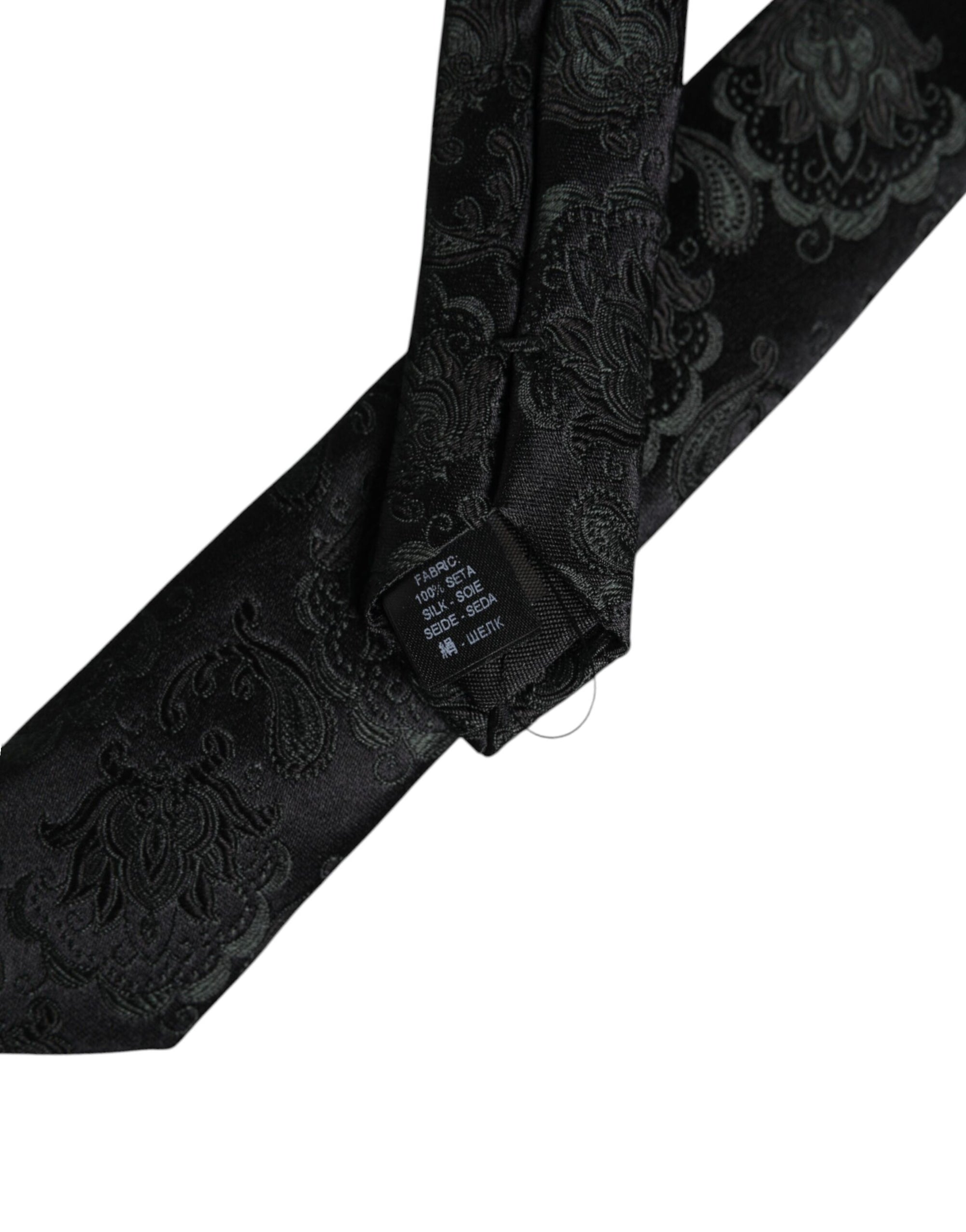 Dolce &amp; Gabbana Dark Green Floral Silk Adjustable Necktie Tie
