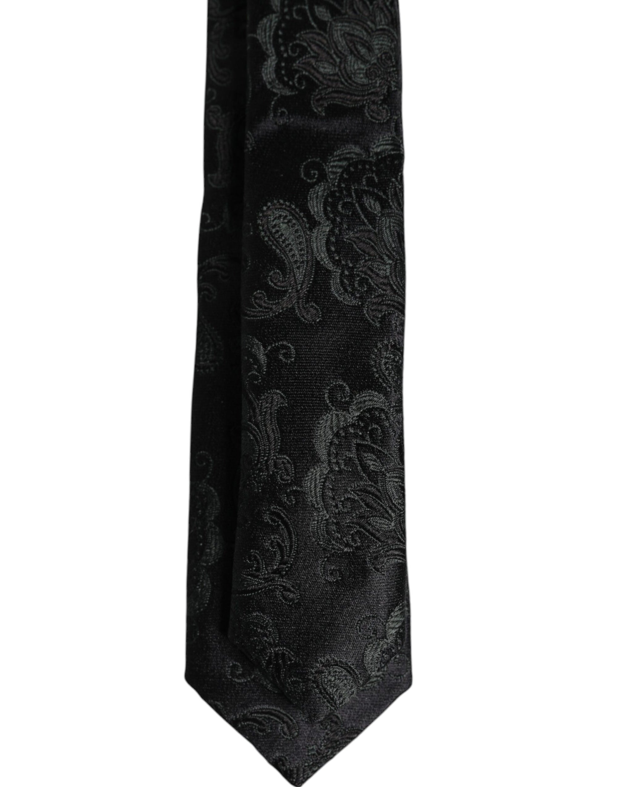 Dolce &amp; Gabbana Dark Green Floral Silk Adjustable Necktie Tie