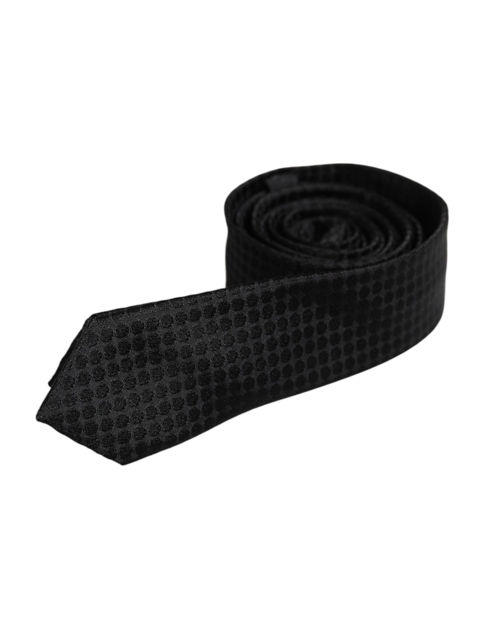 Dolce &amp; Gabbana Black Circles Silk Adjustable Necktie Tie