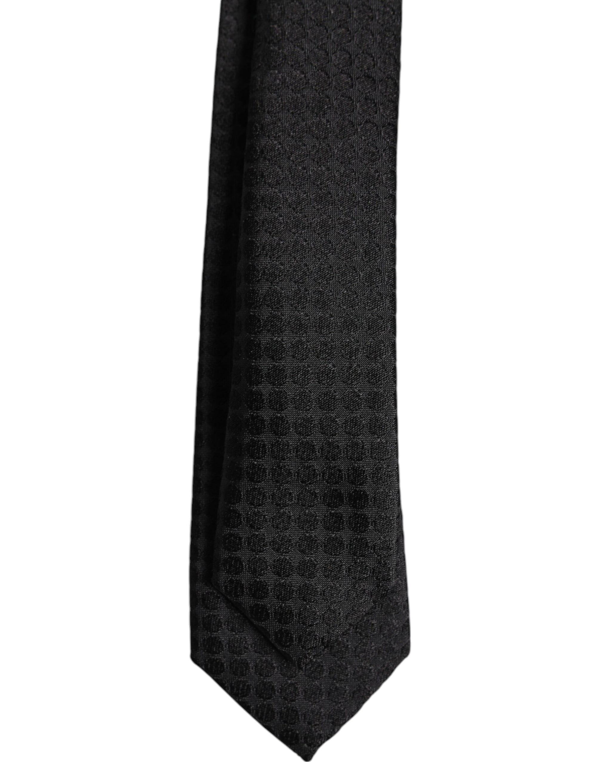 Dolce &amp; Gabbana Black Circles Silk Adjustable Necktie Tie