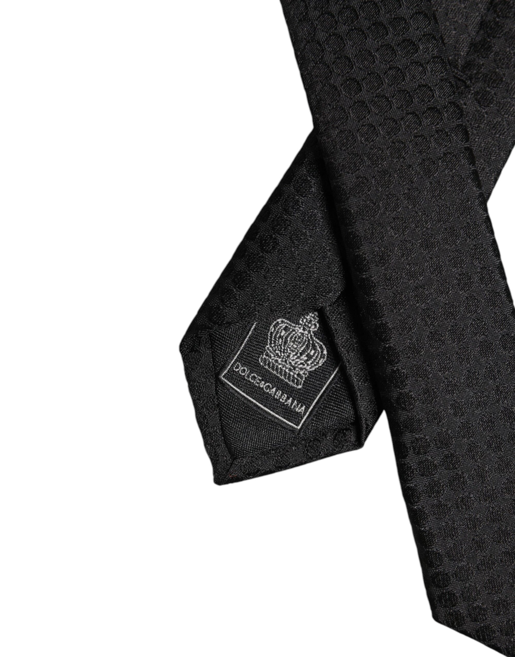 Dolce &amp; Gabbana Black Circles Silk Adjustable Necktie Tie