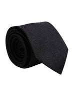 Dolce &amp; Gabbana Black Solid Silk Adjustable Necktie Tie