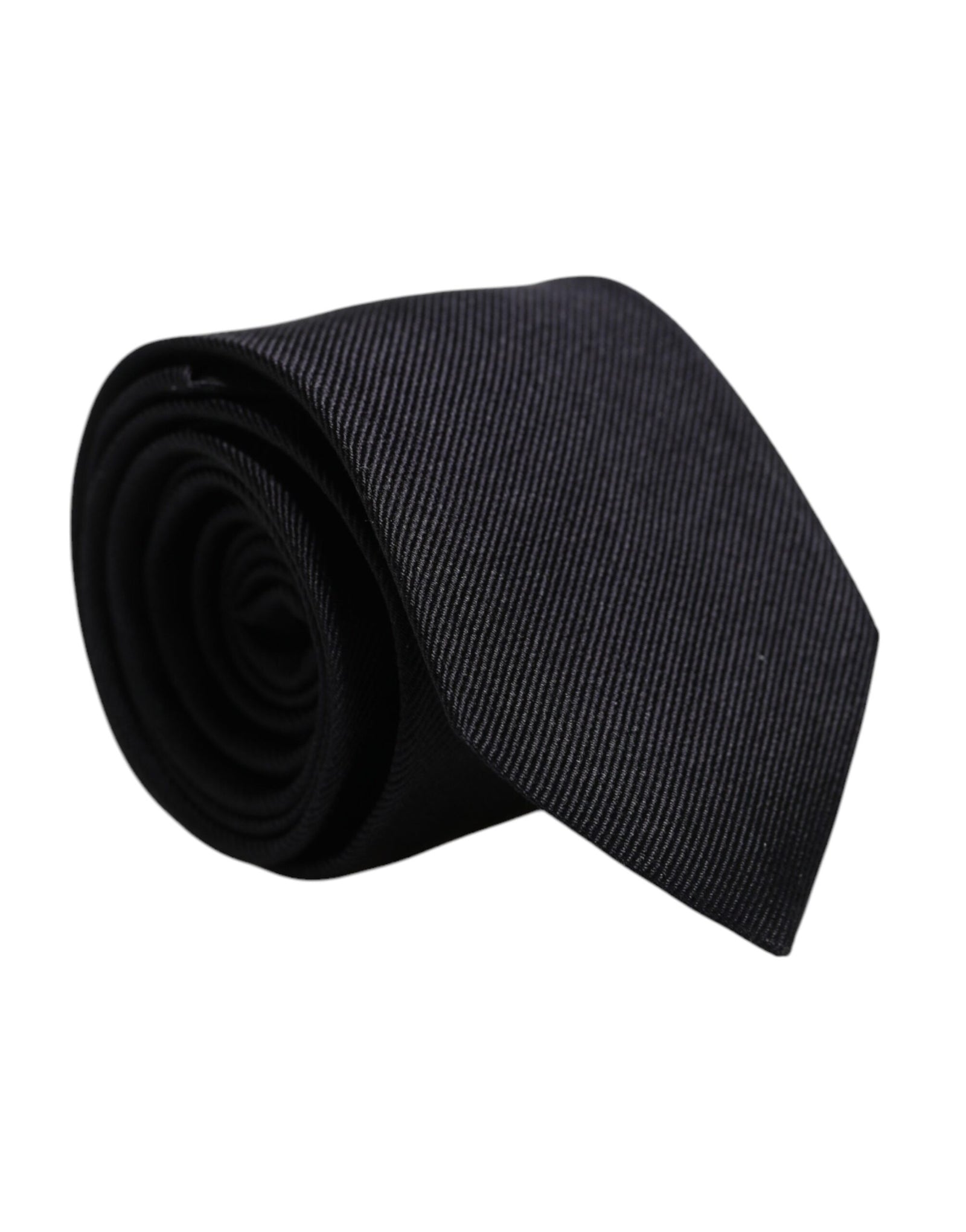 Dolce &amp; Gabbana Black Solid Silk Adjustable Necktie Tie
