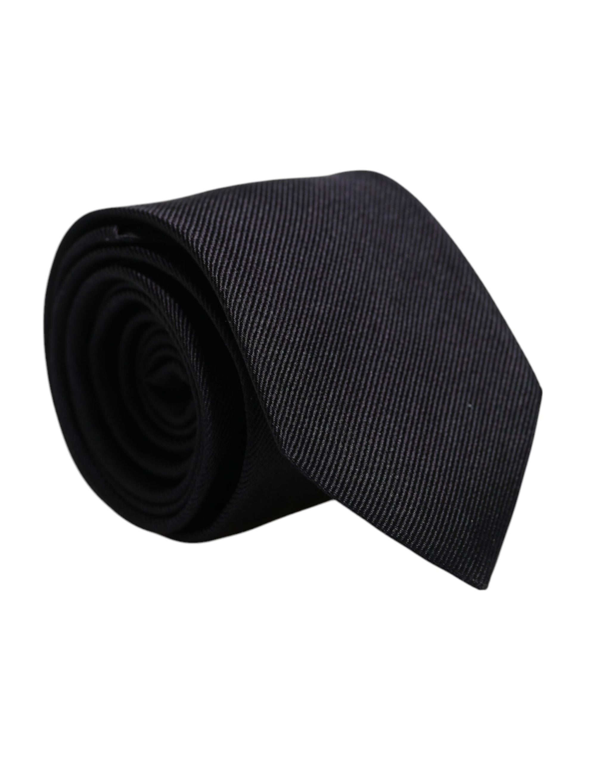 Dolce &amp; Gabbana Black Solid Silk Adjustable Necktie Tie