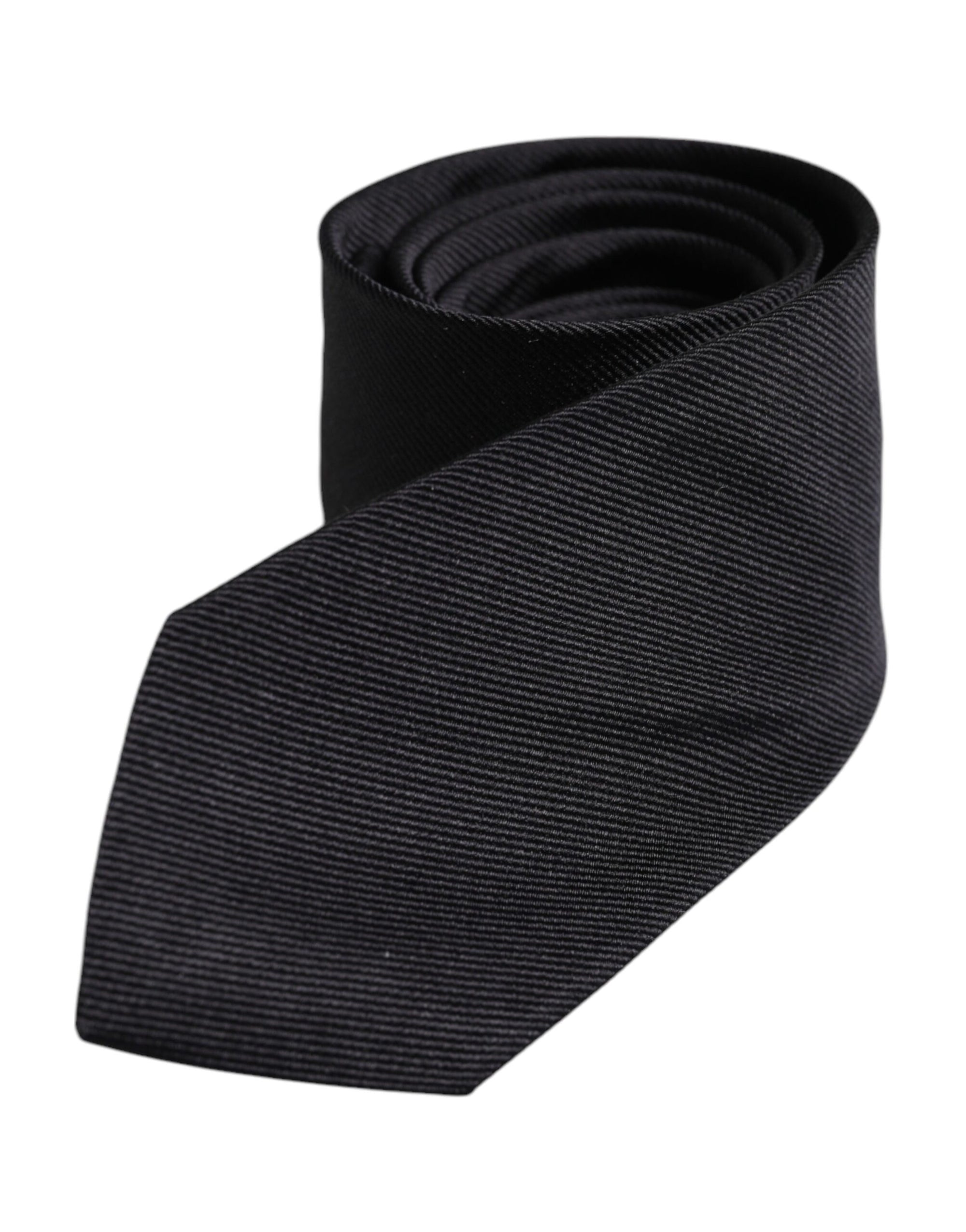 Dolce &amp; Gabbana Black Solid Silk Adjustable Necktie Tie