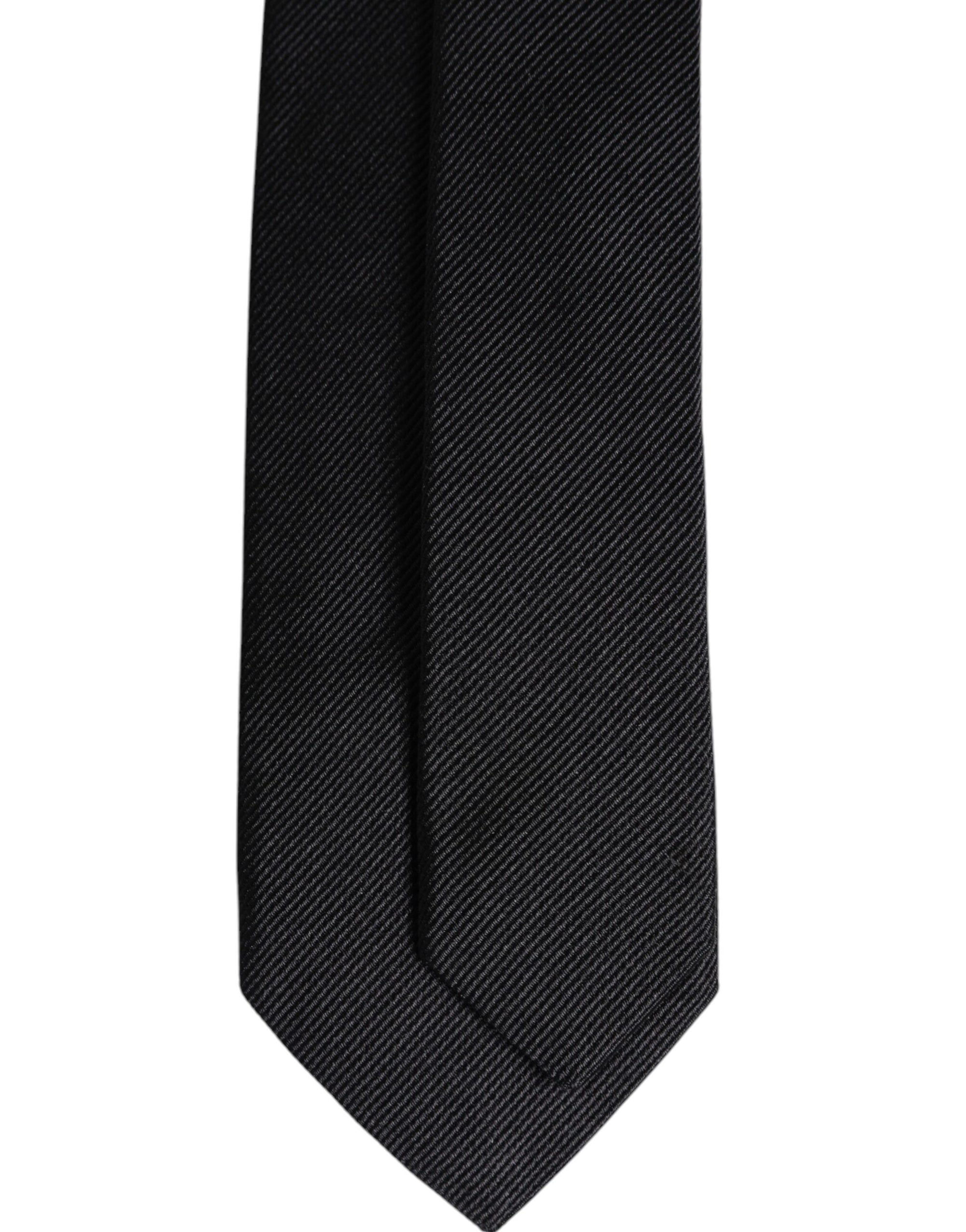 Dolce &amp; Gabbana Black Solid Silk Adjustable Necktie Tie