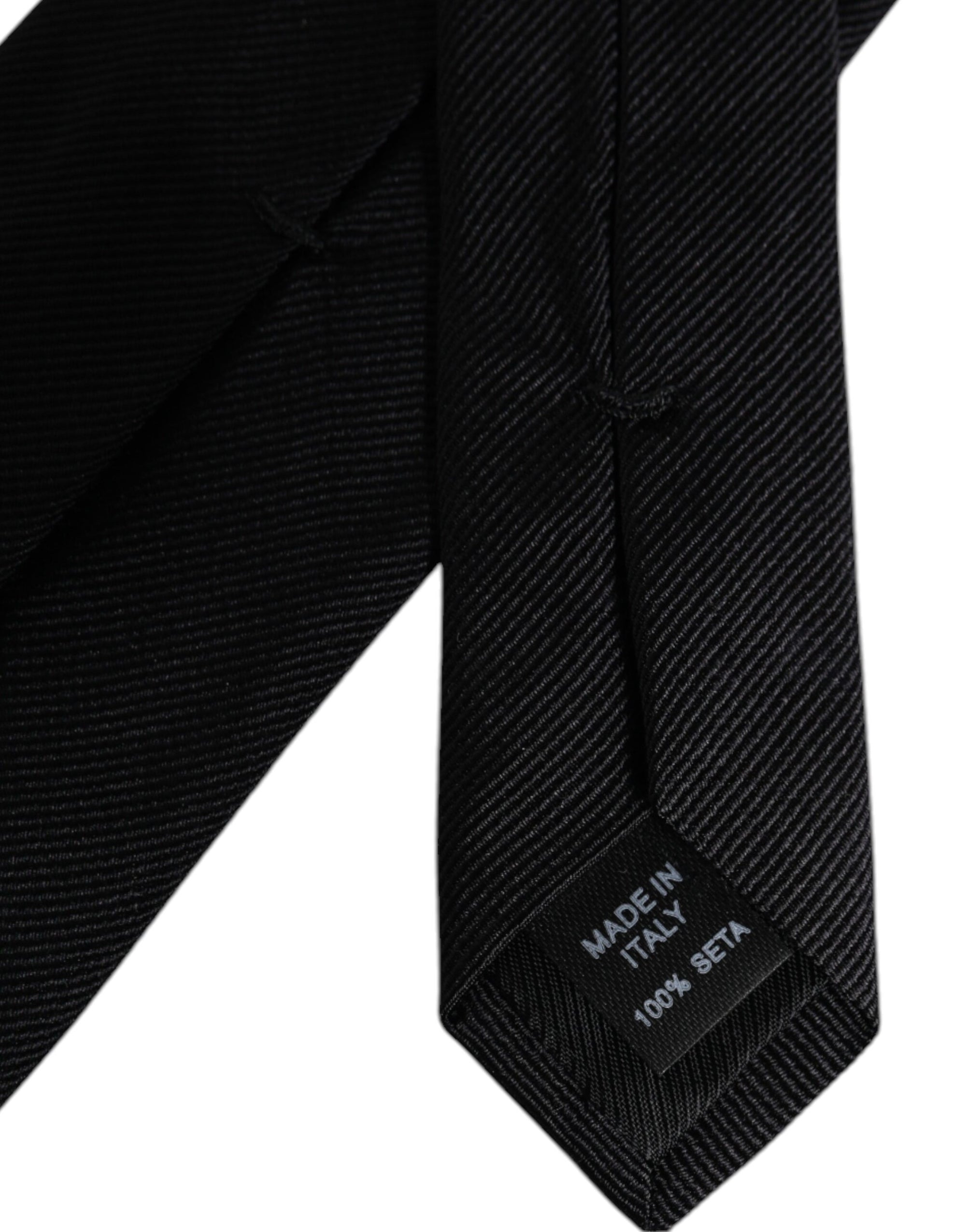 Dolce &amp; Gabbana Black Solid Silk Adjustable Necktie Tie