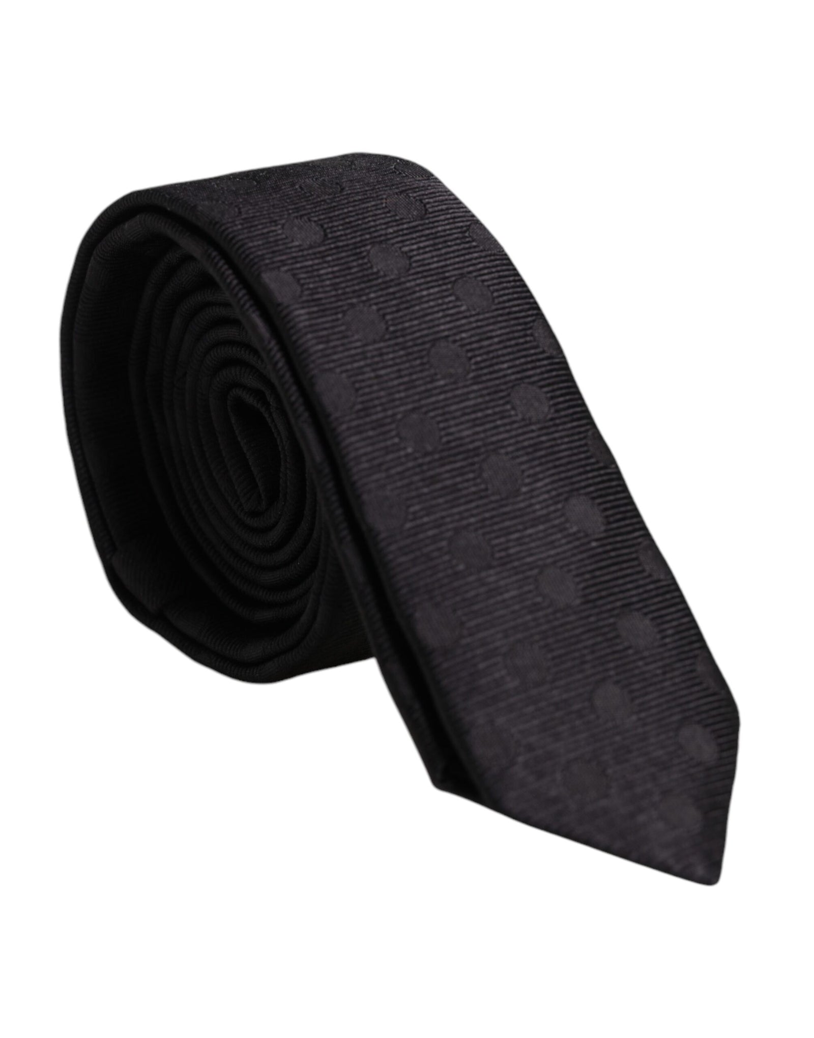 Dolce &amp; Gabbana Black Circles Silk Adjustable Necktie Tie