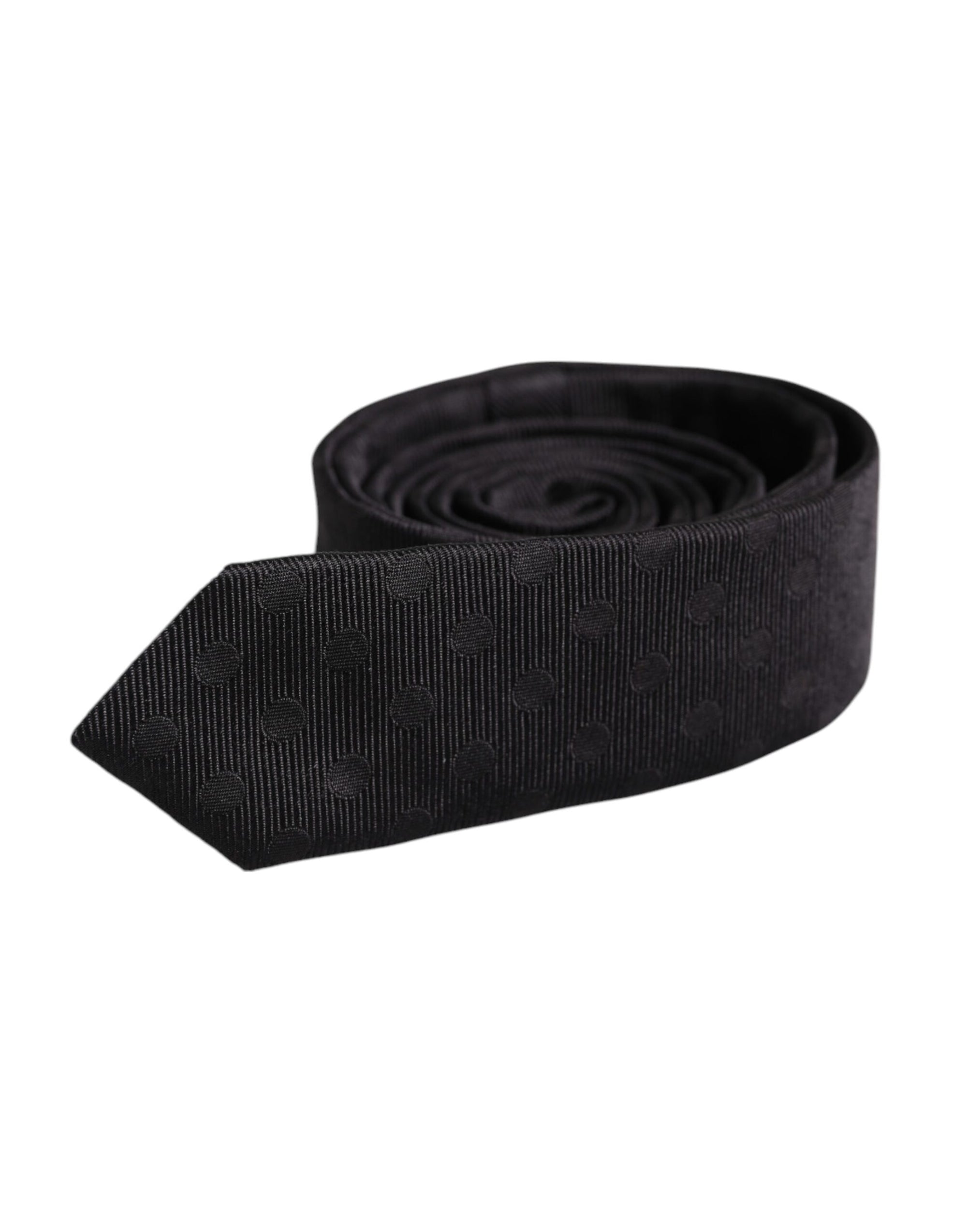 Dolce &amp; Gabbana Black Circles Silk Adjustable Necktie Tie