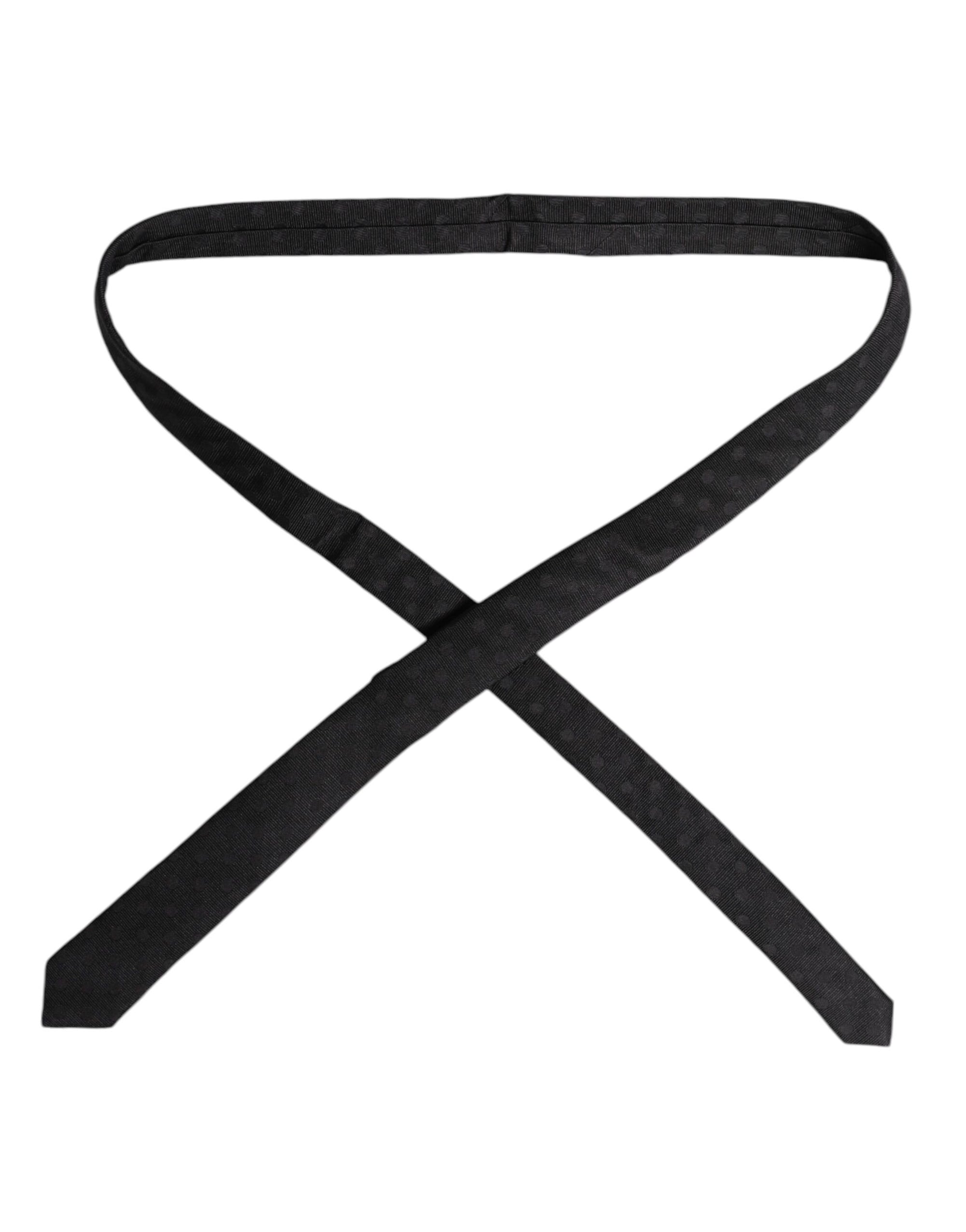 Dolce &amp; Gabbana Black Circles Silk Adjustable Necktie Tie