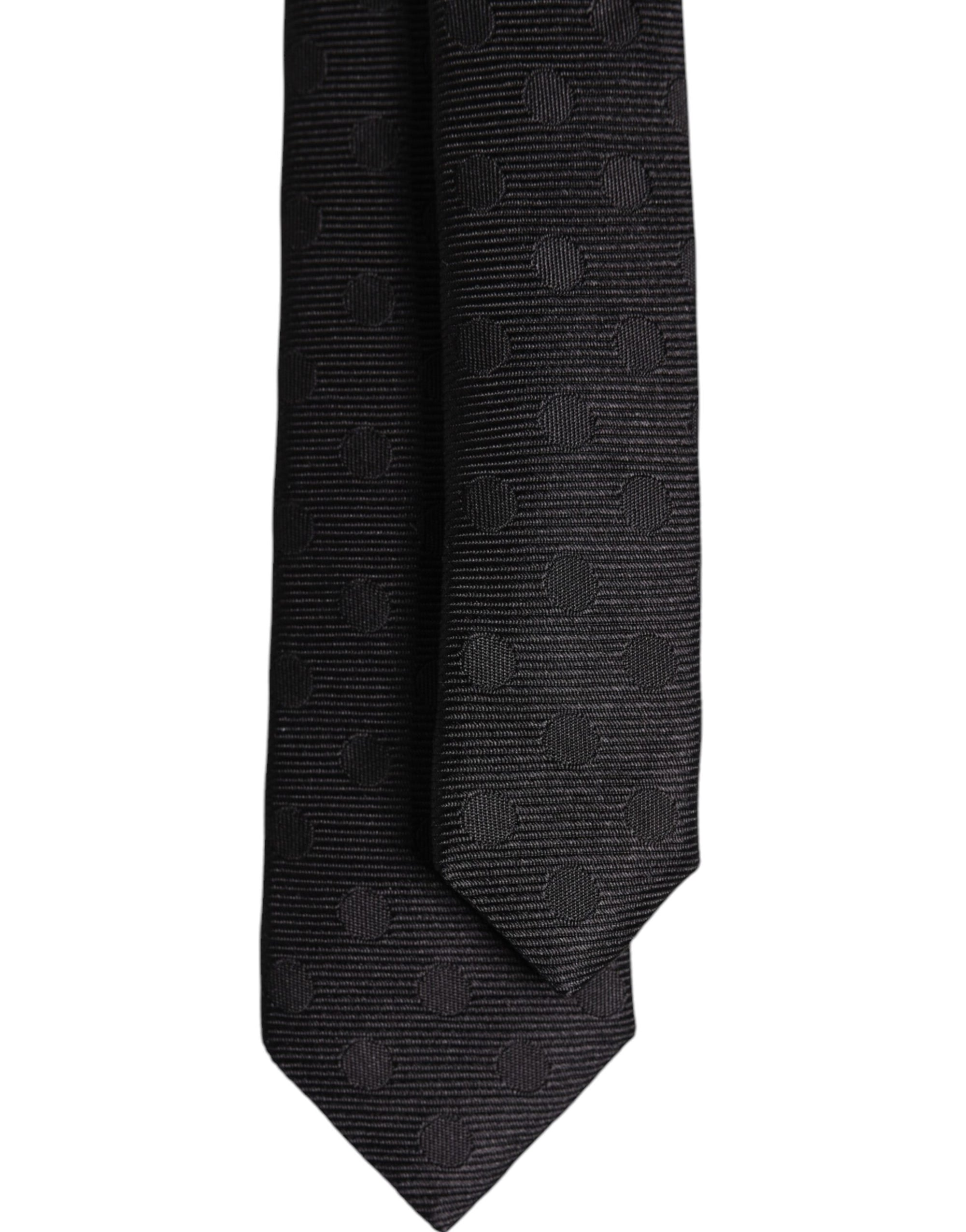 Dolce &amp; Gabbana Black Circles Silk Adjustable Necktie Tie