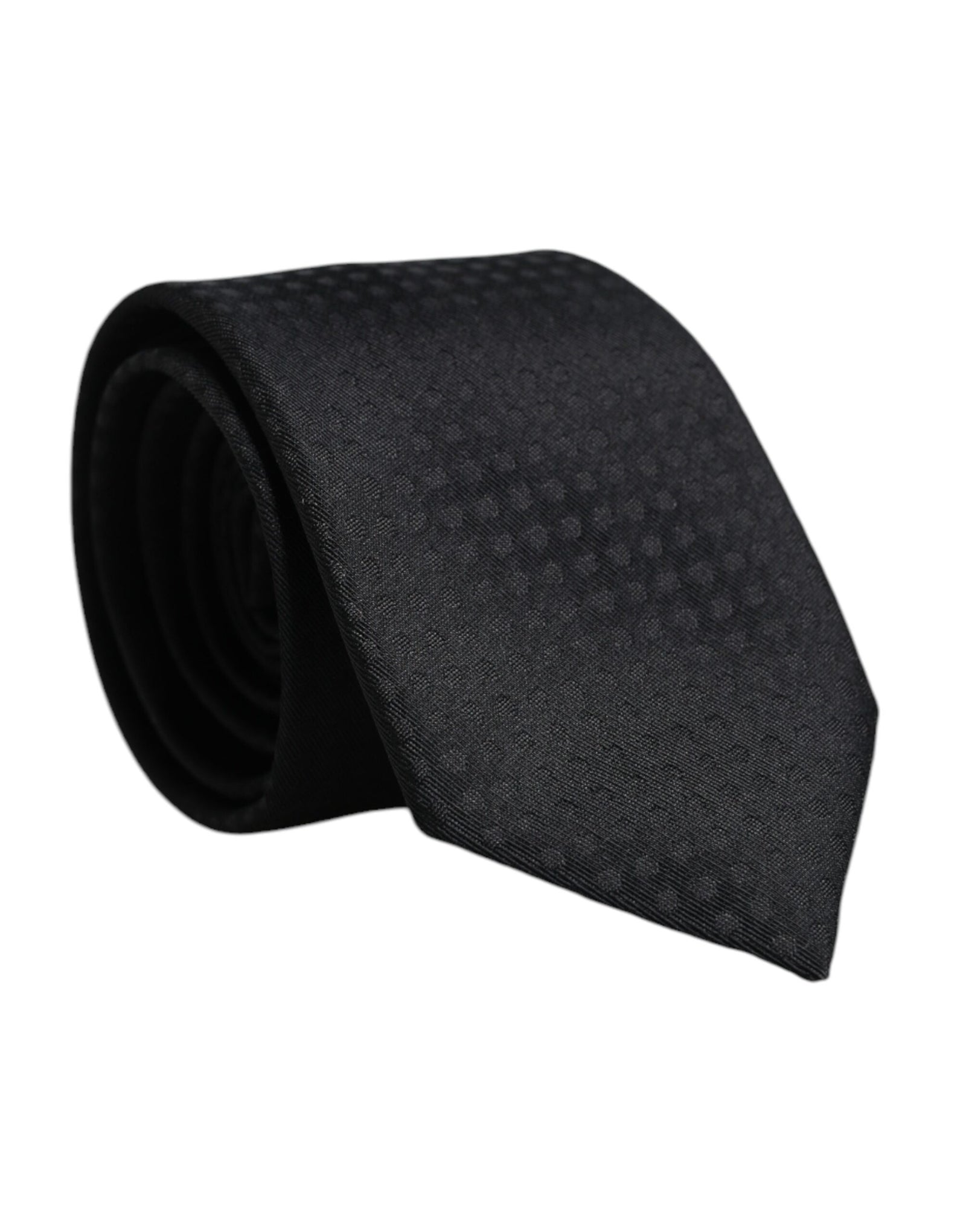 Dolce &amp; Gabbana Black Circles Silk Adjustable Necktie Tie