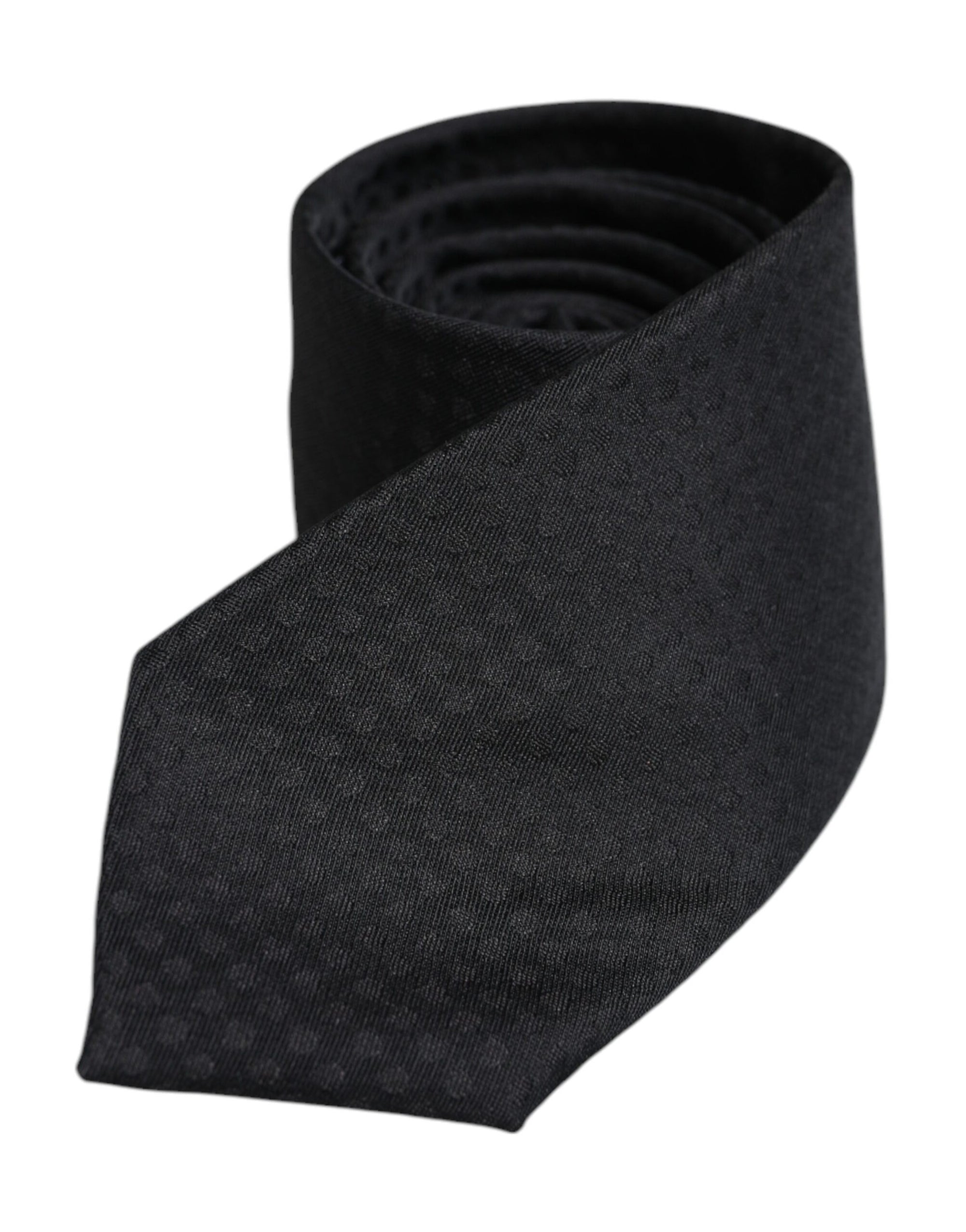 Dolce &amp; Gabbana Black Circles Silk Adjustable Necktie Tie