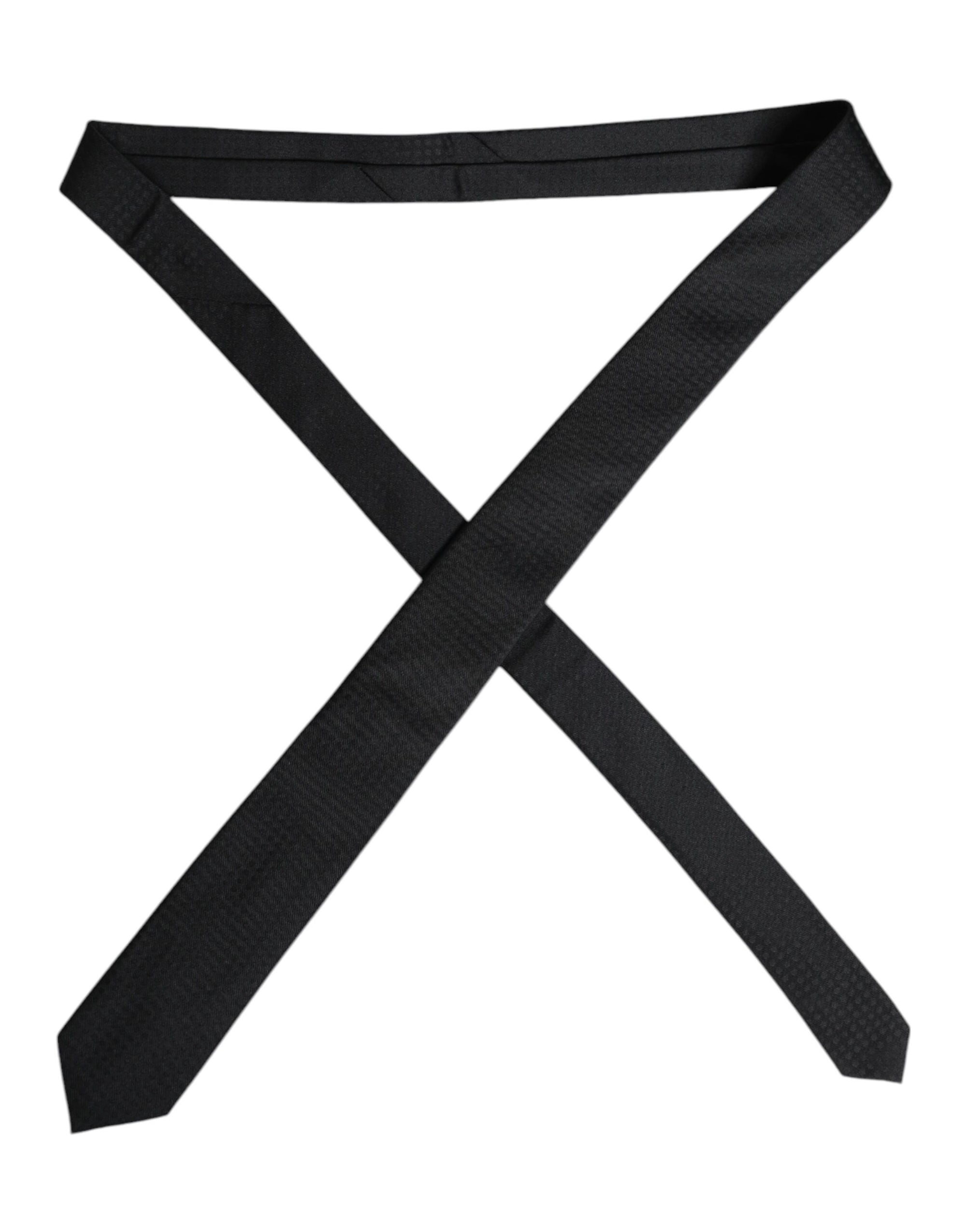 Dolce &amp; Gabbana Black Circles Silk Adjustable Necktie Tie